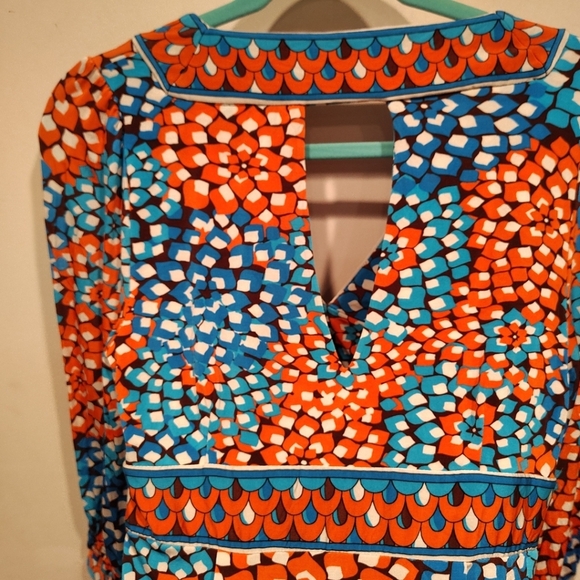 Eci New York Multicolor Mosaic Floral Babydoll V-Neck Tunic Top Sz M Y2K Boho - Picture 8 of 8